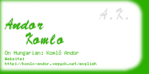 andor komlo business card